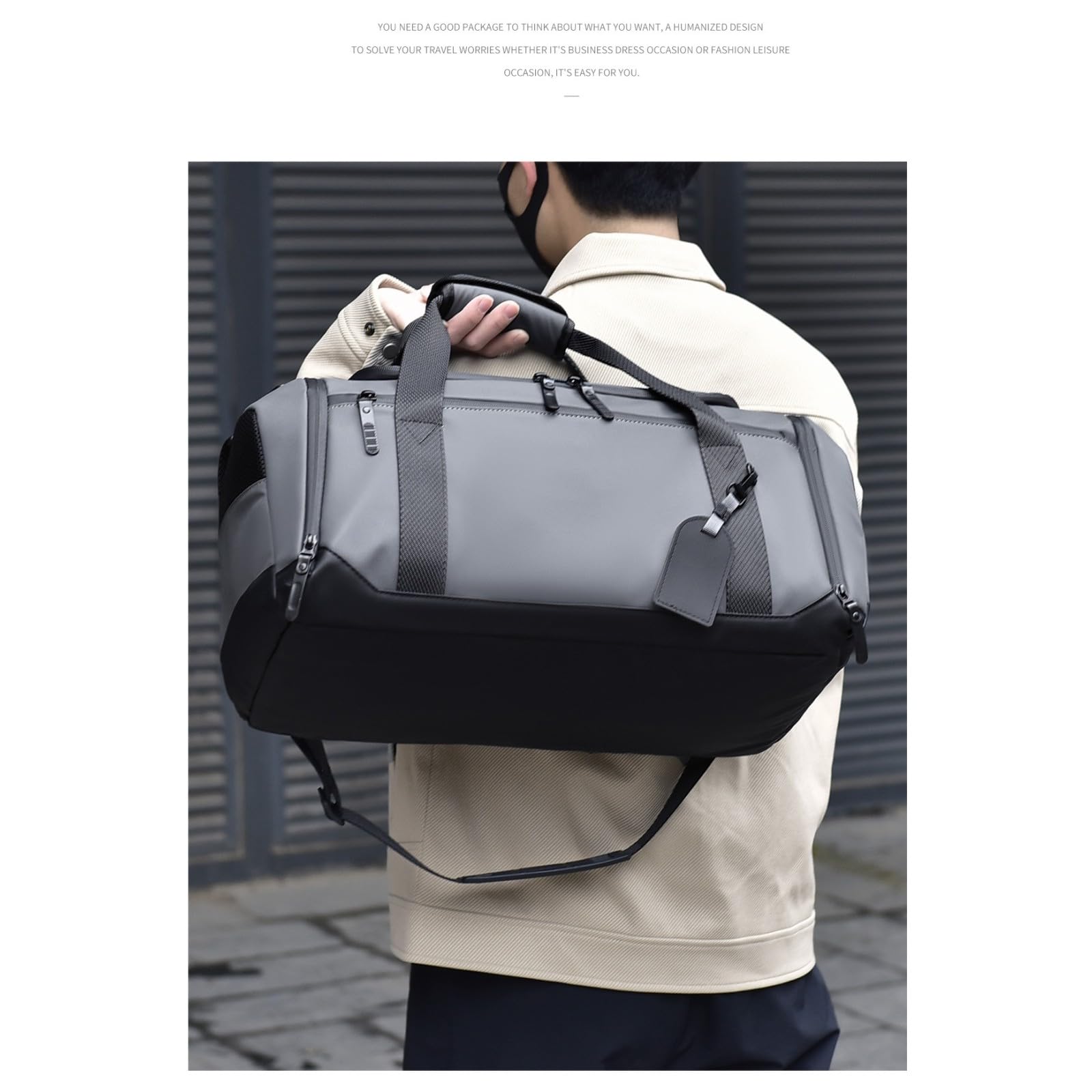 HJDMO - Borsone da palestra impermeabile da 35 l, con scomparto per scarpe, borsa sportiva da viaggio in tessuto Oxford con tasca bagnata per laptop da 15,6 pollici, maniglia superiore imbottita e