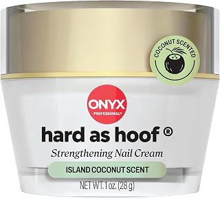 Onyx Professional Hard as Hoof Nail Strengthening Cream Coconut Scent - Strengthens Brittle Nails, Promotes Growth, Repairs Cuticles 1oz