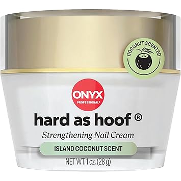 Onyx Professional Hard as Hoof Nail Strengthening Cream, Island Coconut Scent - Nail Growth and Conditioning Cuticle Cream Stops Splits, Chips, Cracks & Strengthens Nails, 1 oz