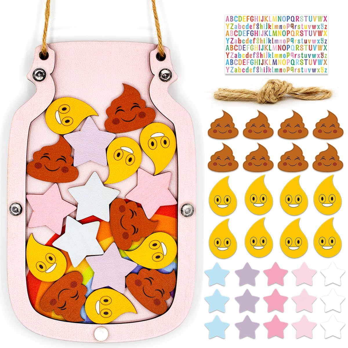 Personalized Stars Reward Jar for Kids, DIY, with Colorful Letter Stickers, Potty Training Reward Jar, Chore Chart, Magnetic Bulletin Board, Positive