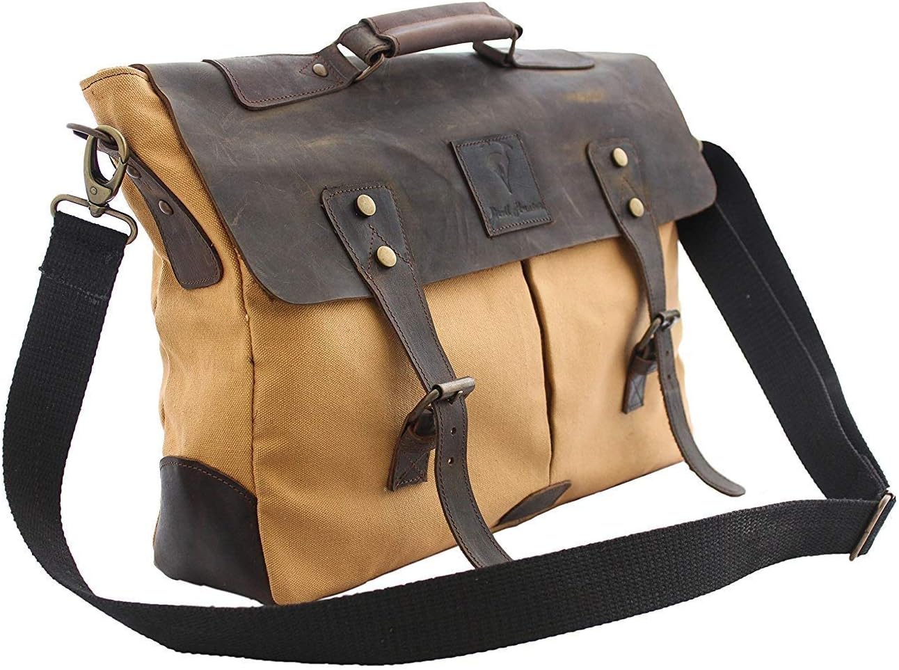 Devil Hunter 15.6"-17.3" Men's Messenger Bag Vintage Canvas Leather Military Shoulder Laptop Bags