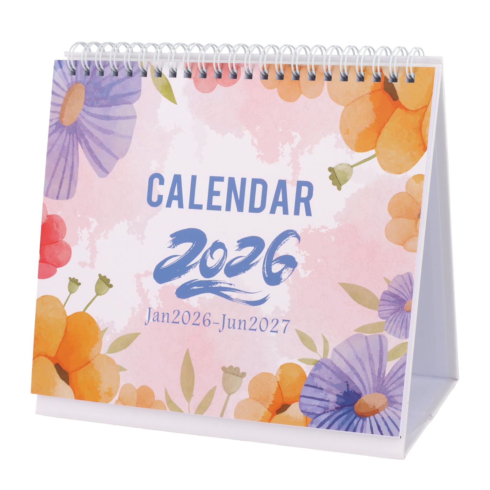 Norbiariz Desk Calendar 2026-2027, Desktop Calendar 2026 from January 2026 to June 2027, Desk Calendar 2026 uk with Watercolor Floral Design for Home, Office and School Planning