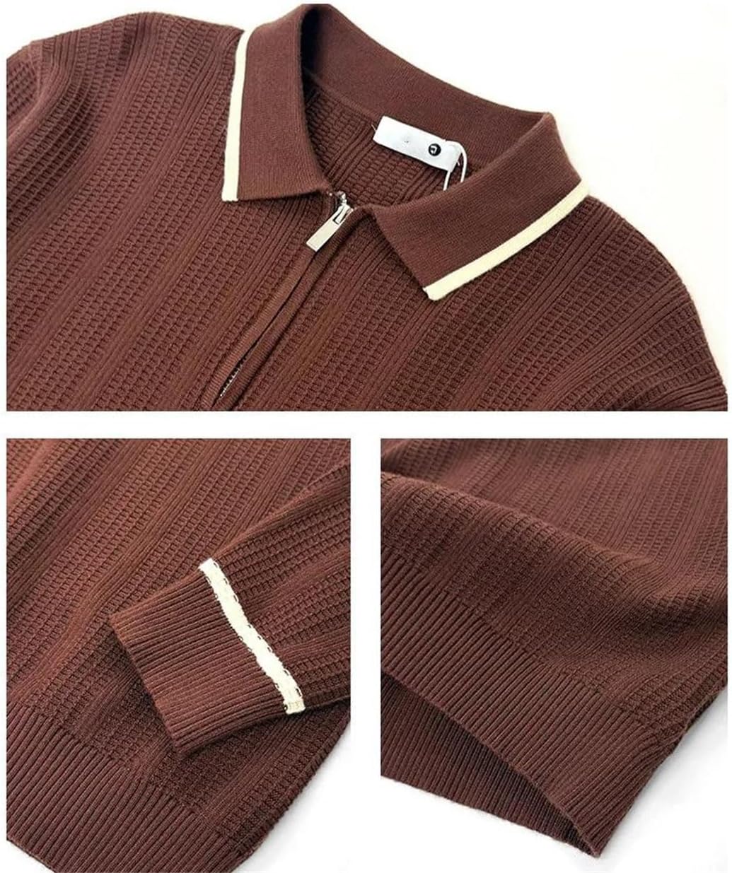 Men's Knitted Polo Business Casual Vintage Loose Pullover Sweater Top