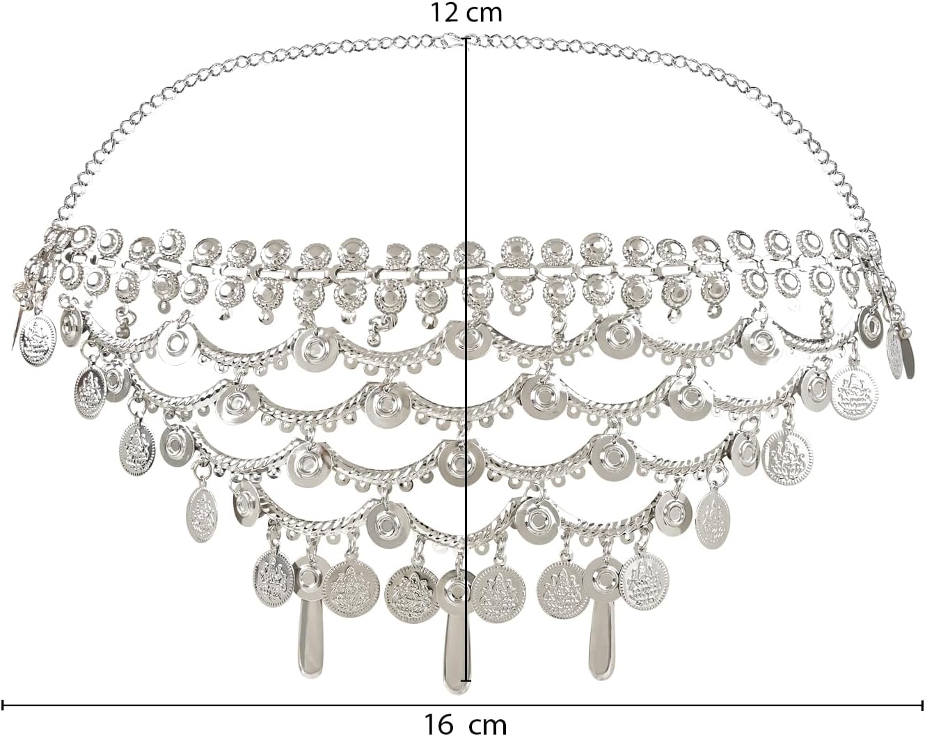 I Jewels Indian Wedding Bollywood Silver Plated Adjustable Waist Chain/Belly Chain/Body Chain For Women (B04)