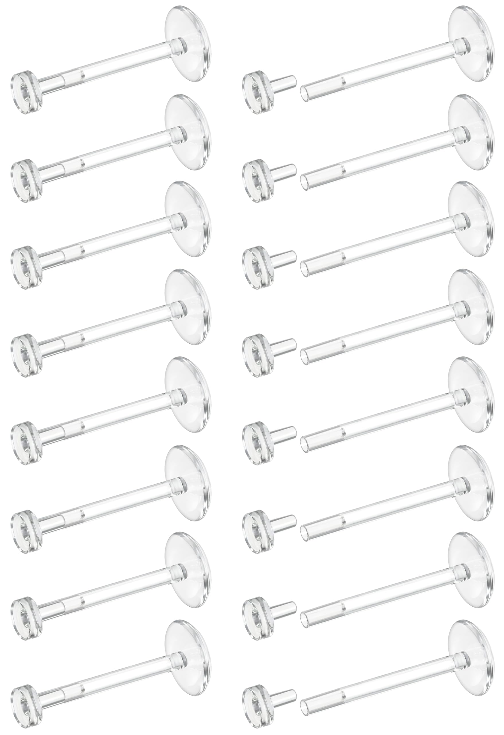 Dochais 18G 16G Transparente Labio Barras Studs Retenedores Acrílico Flexible Nariz Labret Piercing Retenedores Transparente Tragus Hélix Cartílago Piercing Oreja Retenedor 16 Piezas 6mm 8mm 10mm 12mm
