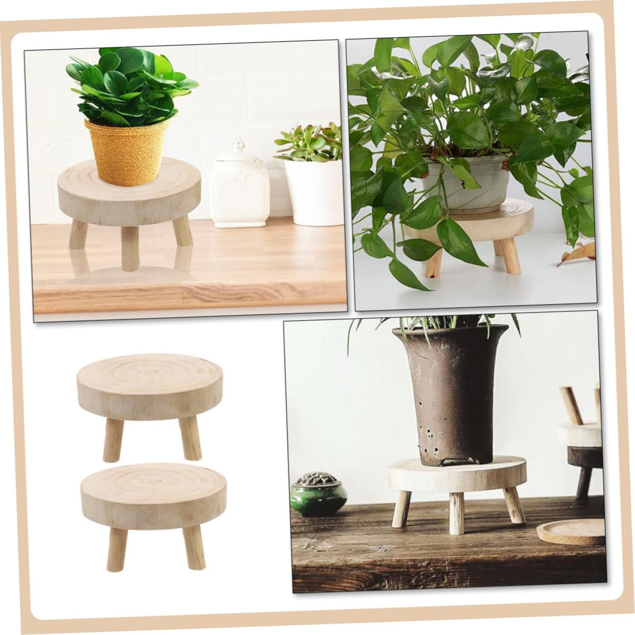 2pcs Wooden Plant Stands Plant Stand Flower Pots Outdoor Indoor Herb Garden Planter