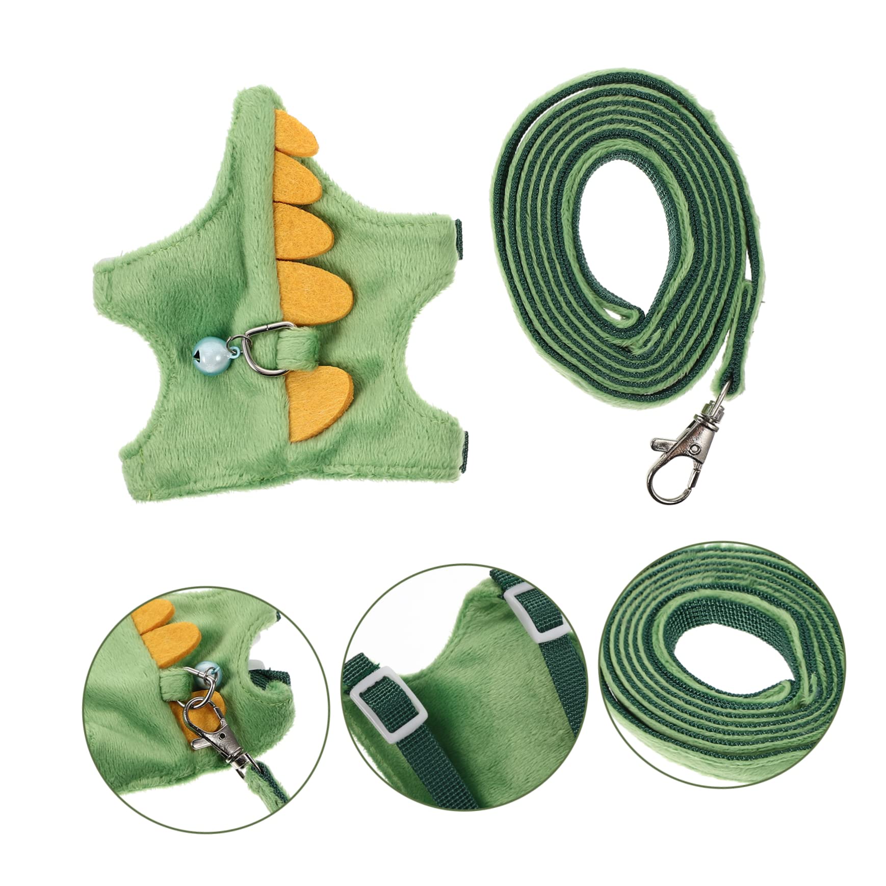 VANZACK 5pezzi Pettorina e Guinzaglio Per Piccoli Animali Design Carino Tema Dinosauro e Resistente Per Furetti Criceti e Altri Animali Domestici Con Campanella Colorata Casual