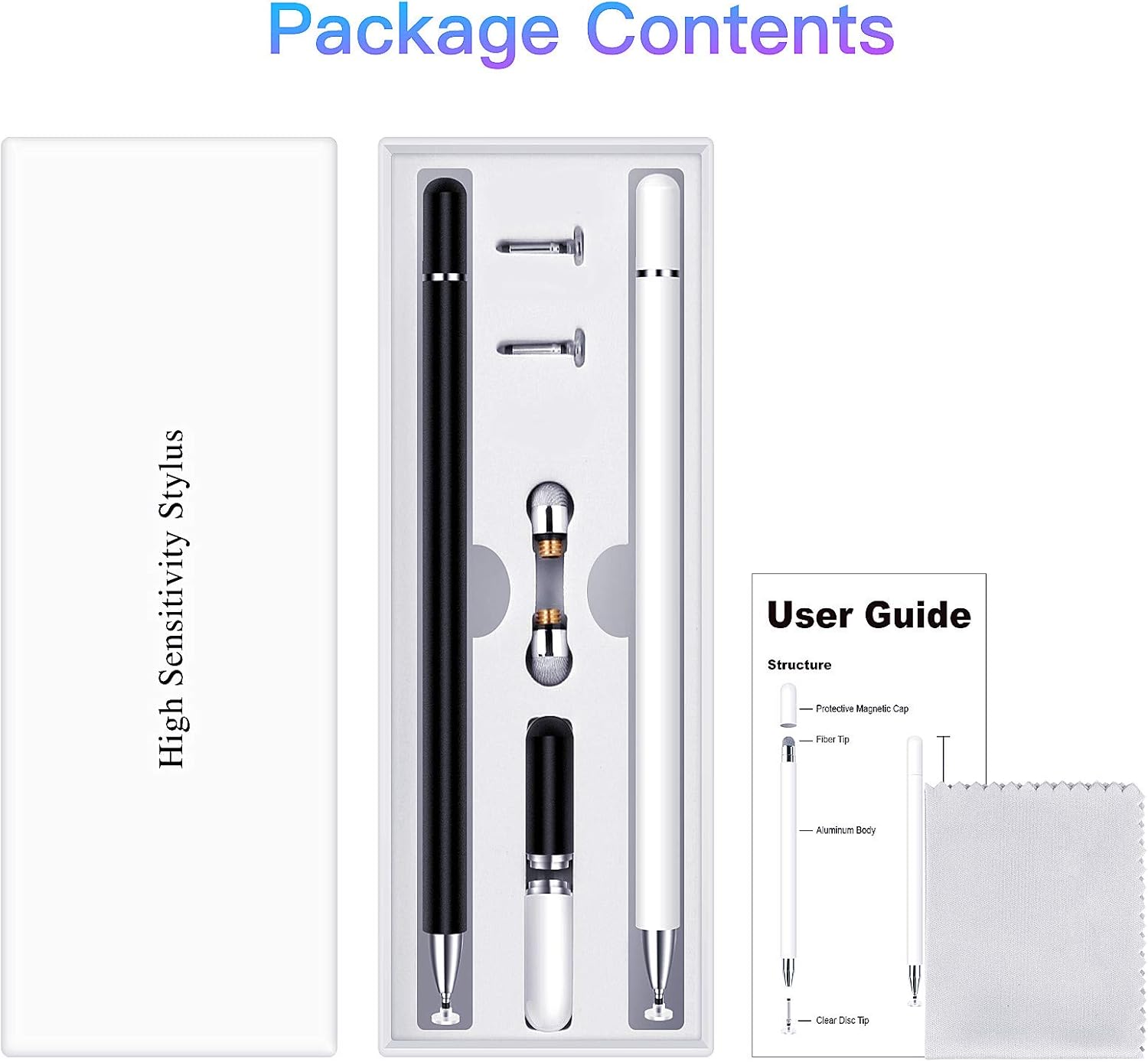 Stylus for iPad (2 Pcs), StylusHome Magnetic Disc Universal Stylus Pens Touch Screens for Apple/iPhone/Ipad pro/Mini/Air/Android/Microsoft/Surface All Capacitive Touch Screens - Black/White : Electronics