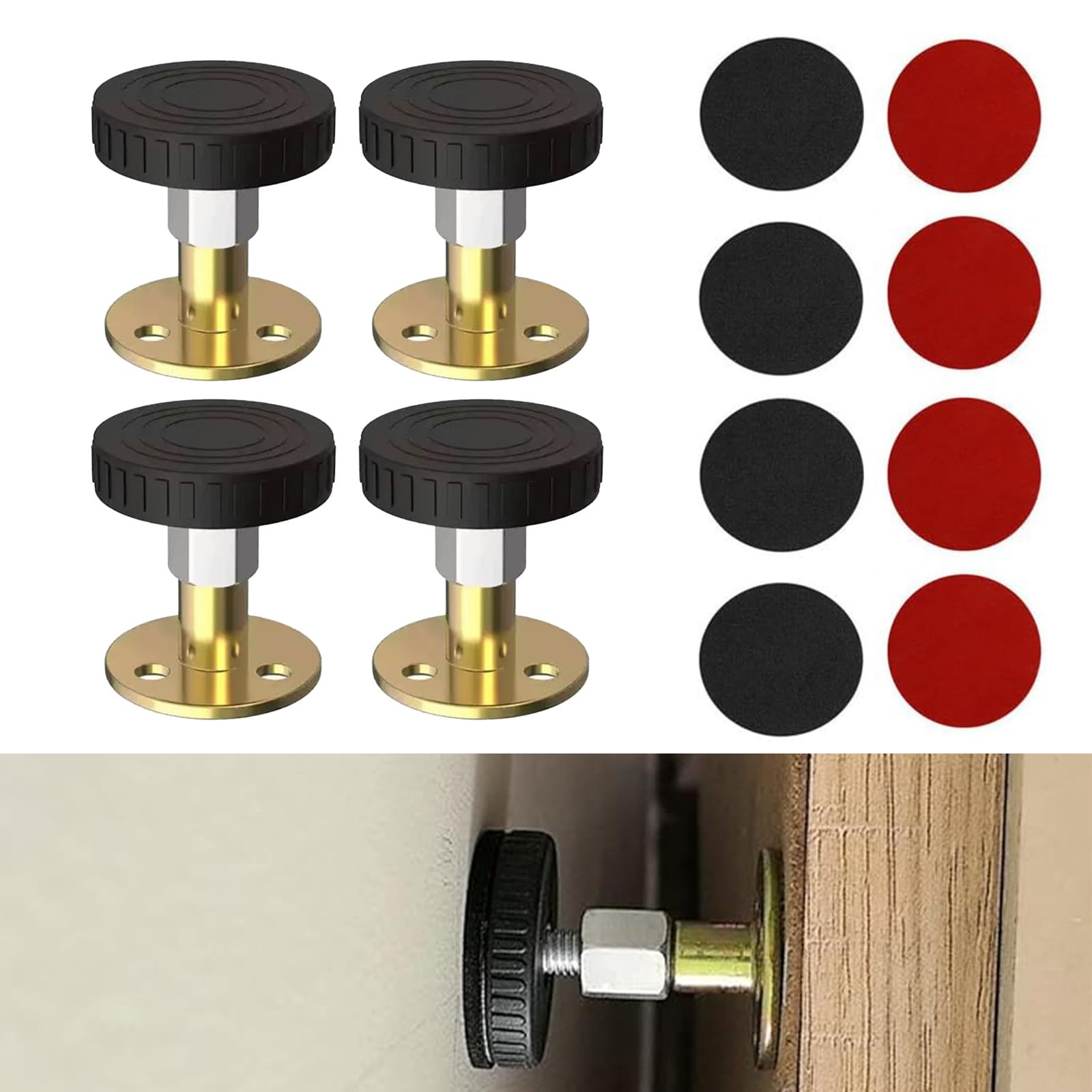 4PCS Bed Headboard Stoppers, 46-64mm Adjustable Bed Frame Anti-Shake Tool, No Drill Bed Noise Stopper and Wall Protector for Cabinets, Couches and Furniture Risers-image-31