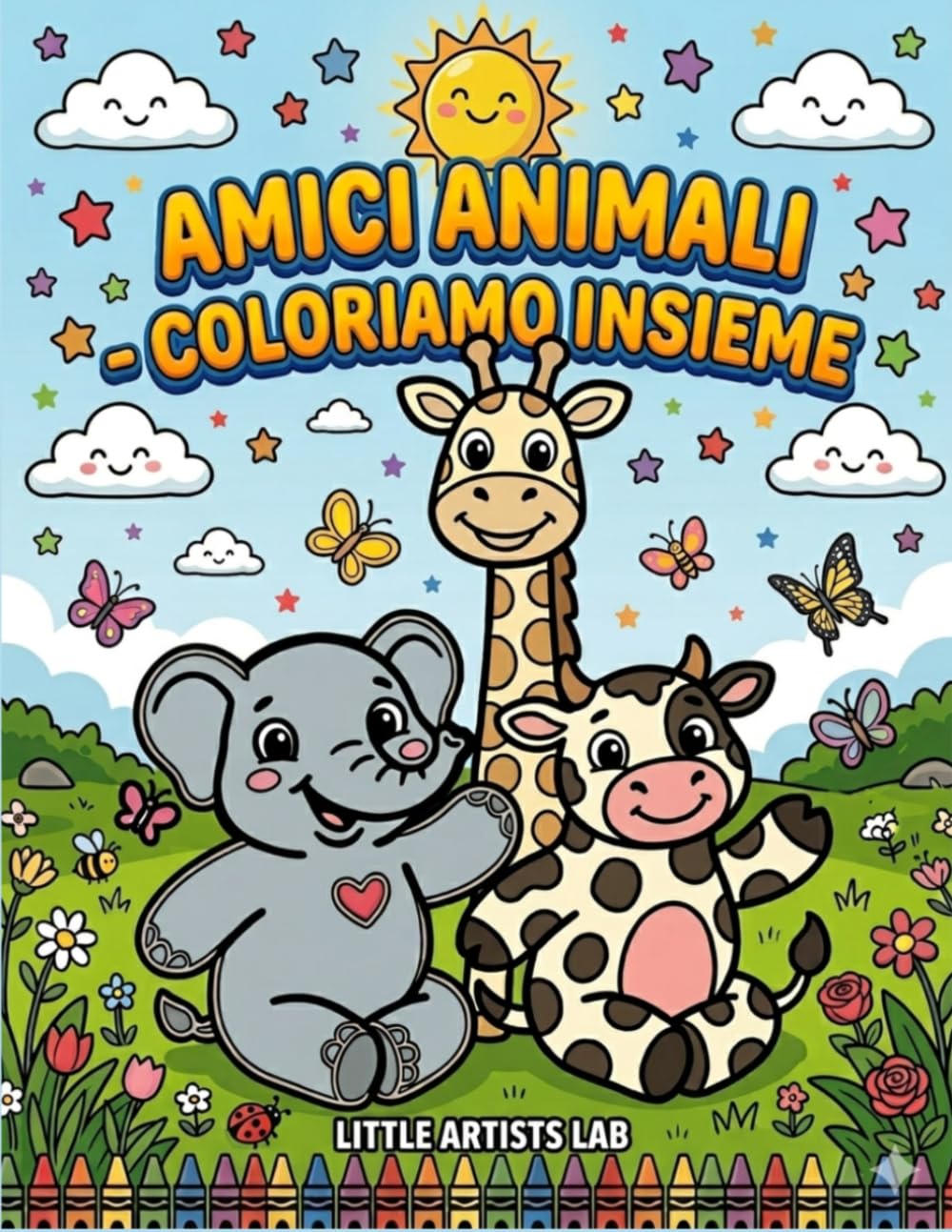 AMICI ANIMALI - COLORIAMO INSIEME: 50 Simpatici Animaletti da Colorare