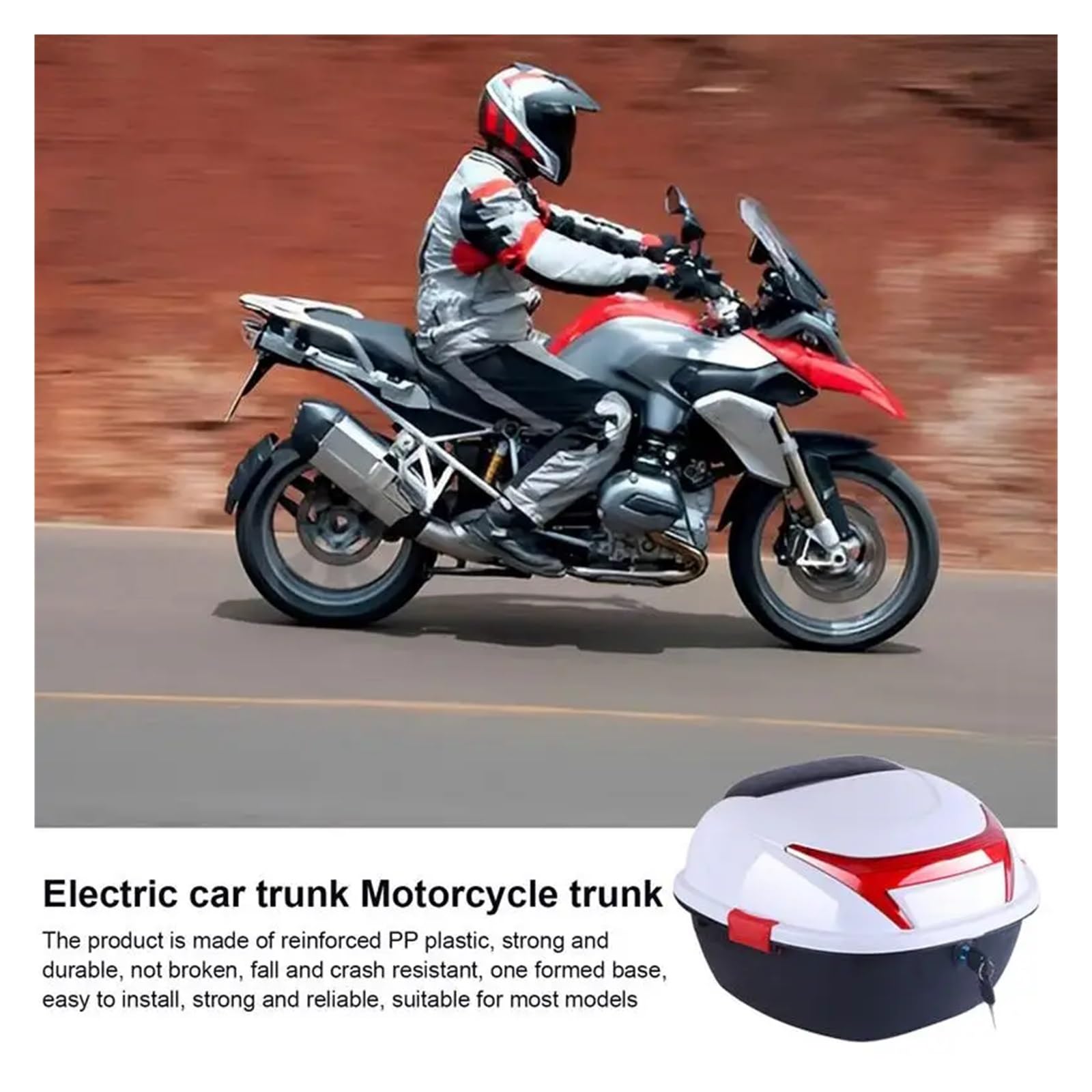 Niebieska tylna skrzynia motocyklowa z odblaskami - trwała walizka do bagażu rowerowego, pojemnik na plecak na siedzenie, idealne akcesoria do transportu motocykli