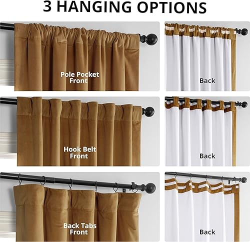 Miniatura 5 de HPD Half Price Drapes Cortinas Opacas Térmicas de Terciopelo Signature para Sala de Estar de 84 Pulgadas de Largo (1 Panel) con Bolsillo para Barra,