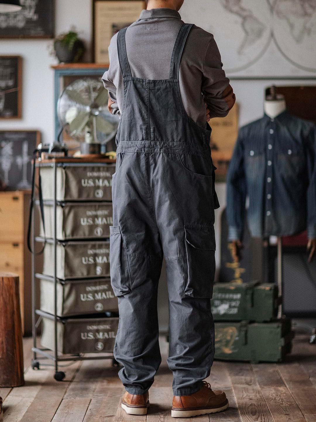 MADEPANTS Sloppy Canvas Overalls with Oversized Pockets Men's Durable Dungarees for Work - Image 4