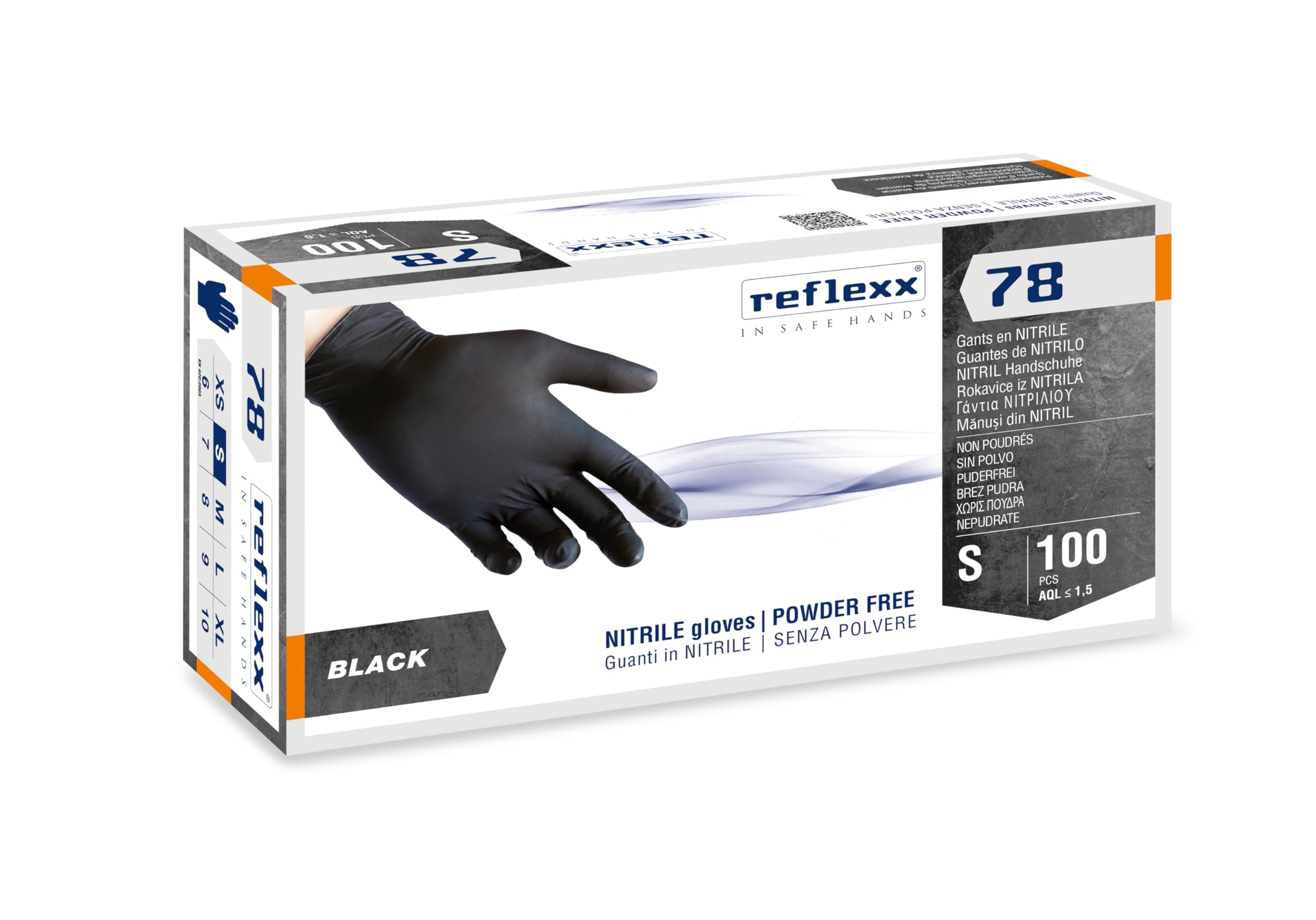 Gants en nitrile noir sans poudre Reflexx R78 taille S paquet de 100 - 8