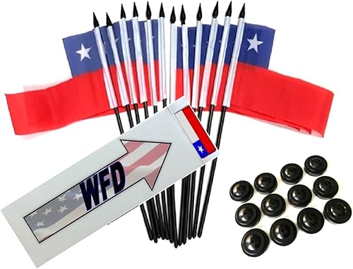 Miniatura 88 de Una docena de banderas y bases de escritorio Nauru, 12 banderas de poliéster en miniatura para oficina y pequeñas con 12 soportes negros Banderas