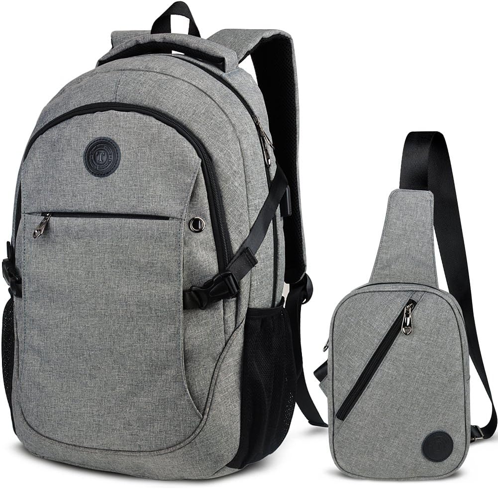 Laptop School Backpacks 15.6" College Business Travel Backpack with Sling Chest Bag by EASTERN TIME