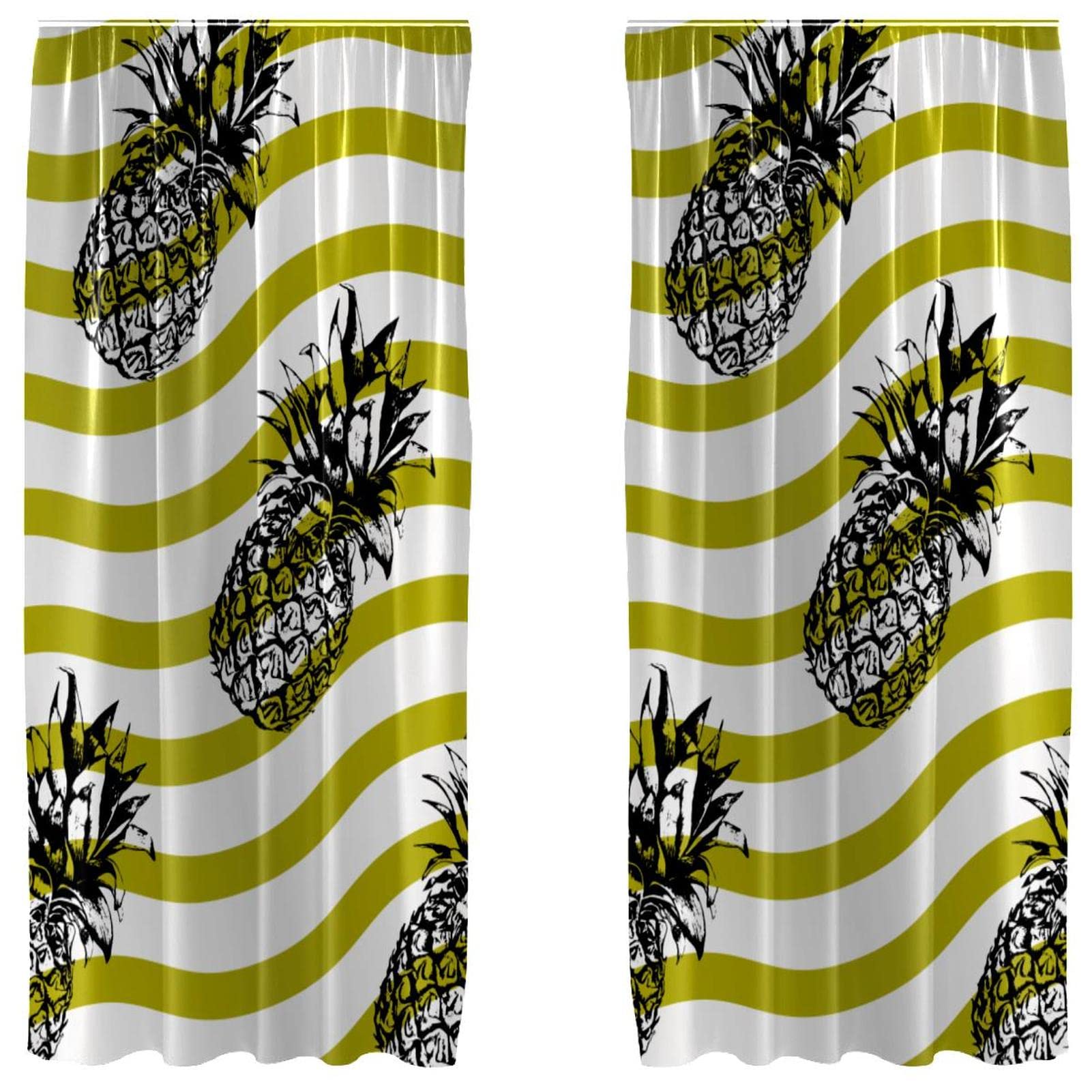 Cortinas amarillas de ondas ligeras, juego de 2 paneles decorativos de 55x84 pulgadas