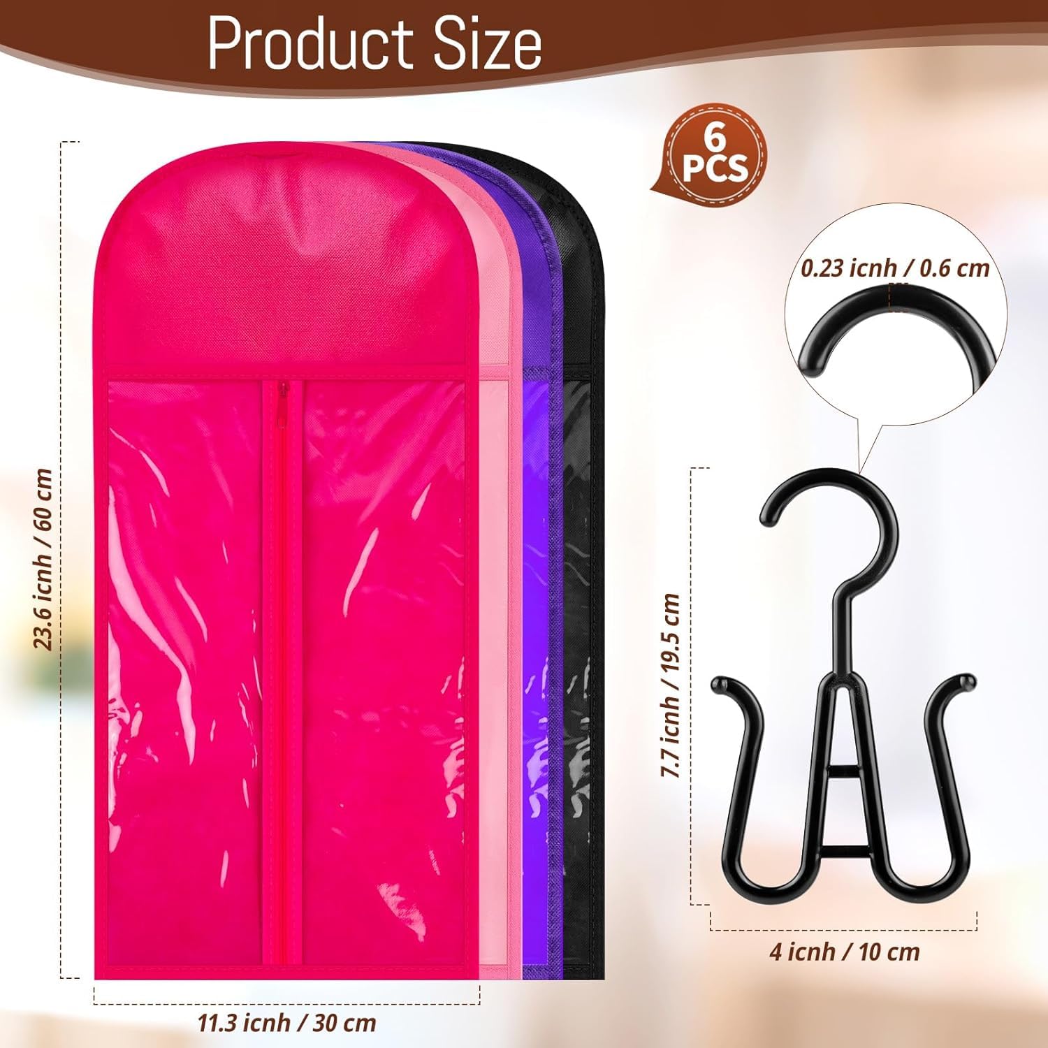 6 Pcs Premium Hair Extension Storage Bag with Hanger - Image 3