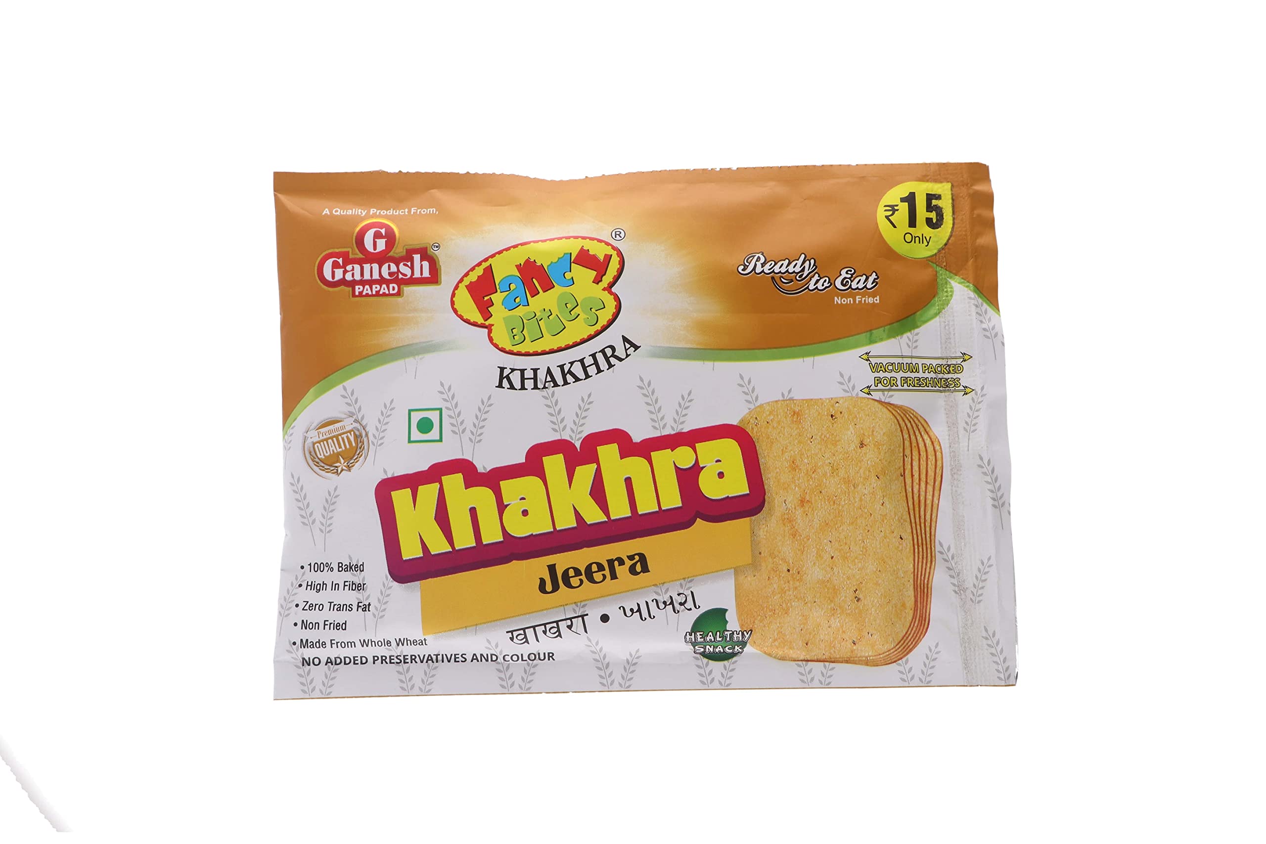 GANESH PAPAD FANCY BITES JEERA KHAKRA 25 GMS PACK OF 5