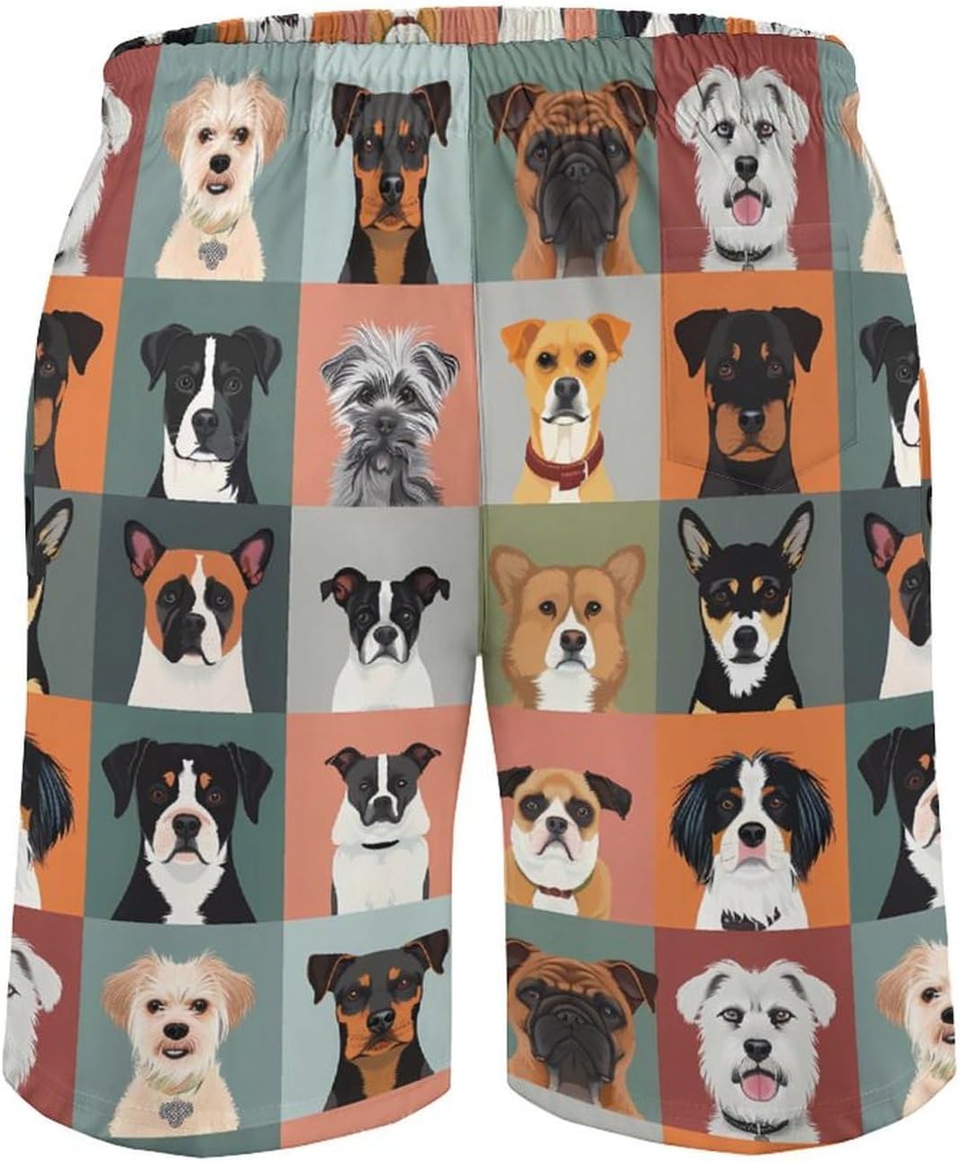 Dog Selfie Casual Men's Swim Trunks Novelty Summer Beach Shorts Swimwear with Pocket