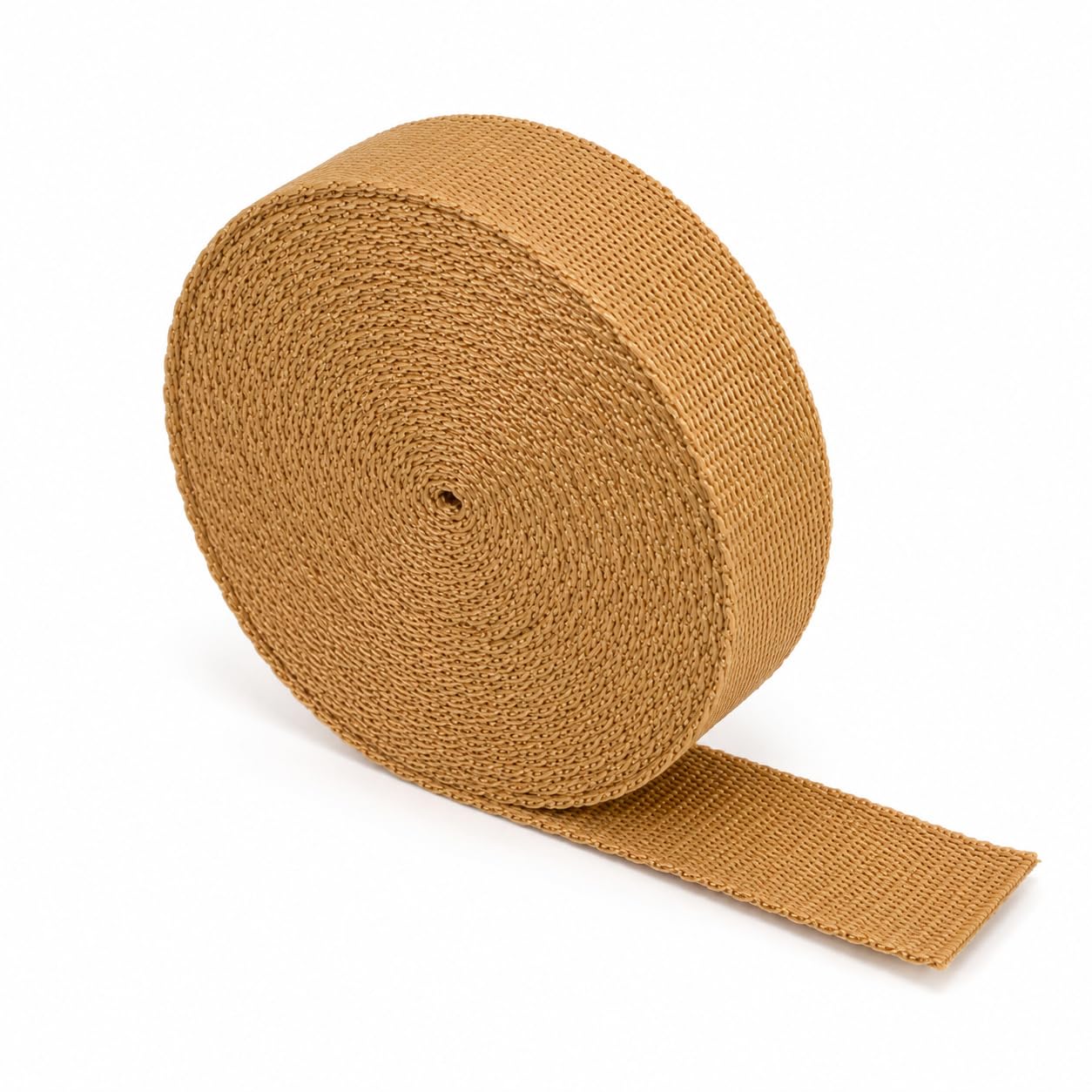 The Webbing Shop Polypropylene Webbing Strap, Continuous Length Flat Woven Tape for Bags, Crafts, Belts, Pet Collars and Leads (Light Brown, 25mm x 10m)
