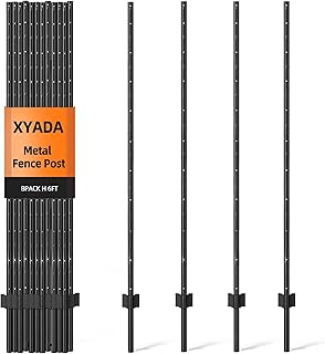 XYADA Fence Posts Sturdy Duty Metal Fence Post,U Post for Fencing in Garden Yard and Outdoor Wire (6FT- 8 Pack)