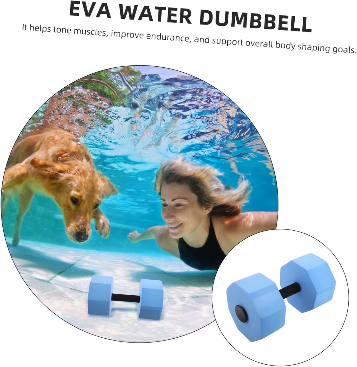 EVA Water Dumbbell for Pool Exercise Eight-Sided Floating Aquatic Weights for Full Body Resistance Training Fitness Equipment for Women Men