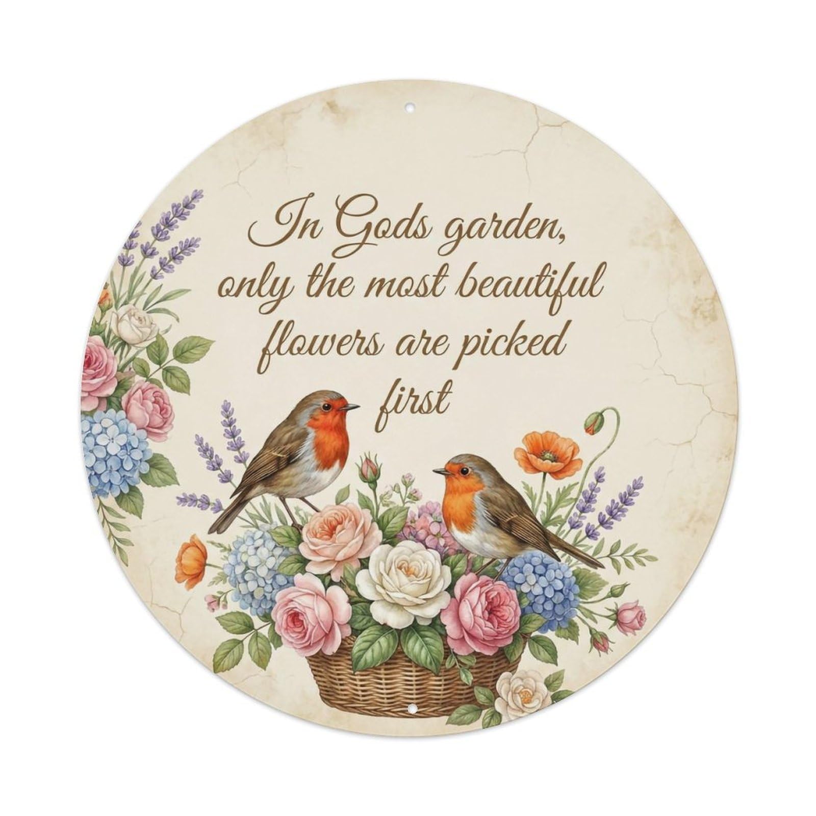 Metal Tin Sign European Robin Garden Sign Heaven Love Garden Artwork