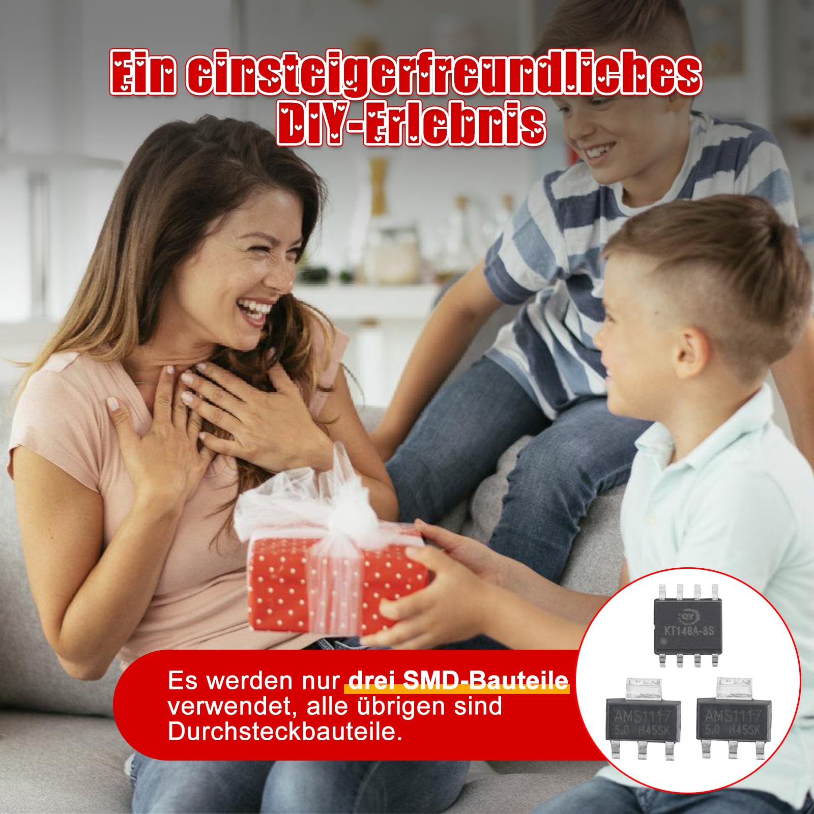DIY Rosenblumen LED Lötbausatz mit Acrylgehäuse, BANRIA Bunte Blinklichter und integrierte Musik, Netzbetriebener Elektronik-Bausatz, Geschenkidee zum Muttertag