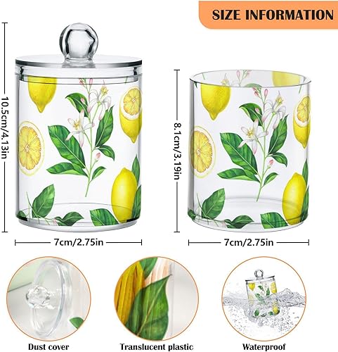 Miniatura 3 de SUABO Recipiente de baño amarillo fresco de limón sobre blanco, bolas de algodón, hisoposalmohadillas, dispensador de hilo dental, tarros