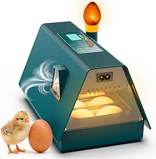 Okkobi M10 Couveuse Oeuf Automatique - Idéal tous âges - Incubateur Retournement Automatique - Contrôle Humidité - Mire oeuf intégré - 10 œufs - Tout type volailles - Vert et Jaune