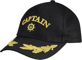 HEMOTON Sombrero para El Sol De La Gorra De Béisbol Capitanes De Béisbol Navegación Sombrero Azul Marino Barco Canotié Paseo En Barco Sombrero De Bote Marina Algodón Negro