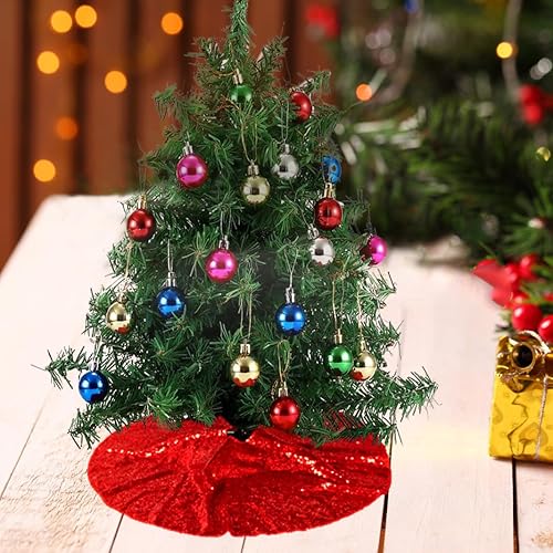 Miniatura 19 de Falda grande para árbol de Navidad, color turquesa de 48 pulgadas, falda redonda de árbol de Navidad, decoración navideña de lujo, faldas de árbol