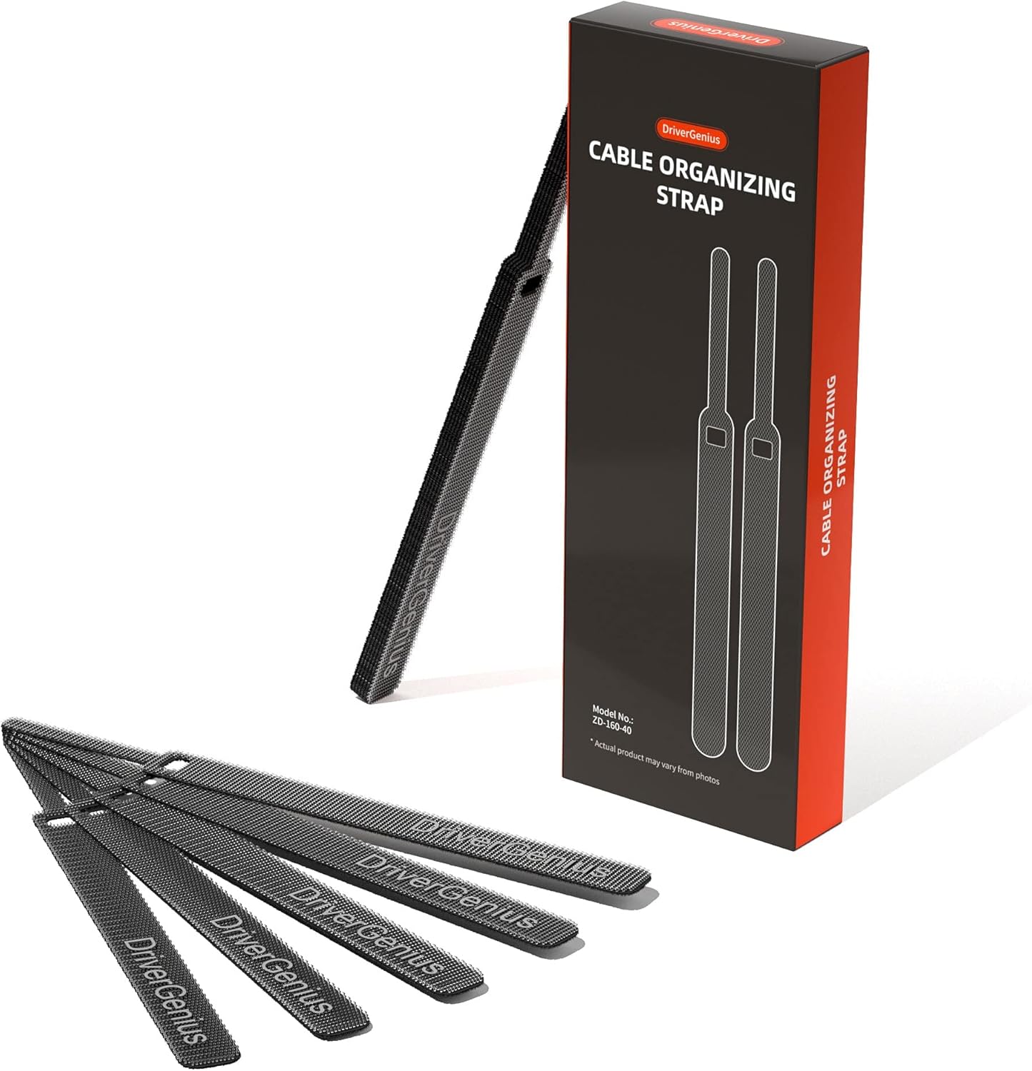 DriverGenius ZD-40 Reusable Cable Ties - 6 Inch Hook and Loop Cable Straps - Adjustable Cable Ties Releasable Cord/Tidy Wrap for Home Office (Black)