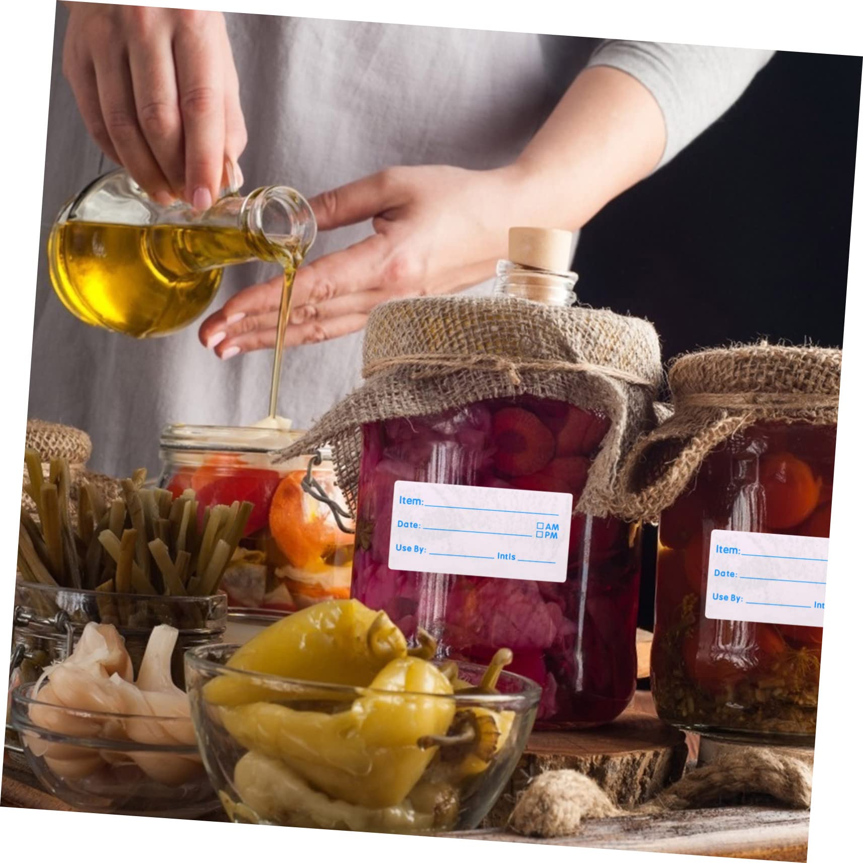 SHINEOFI 10rotoli Etichette Adesive Alimentari Scrivibili Etichette Per Data Di Scadenza e Marcatura Per Barattoli e Contenitori Facili Da Usare e Sicure Per Casa e Negozio