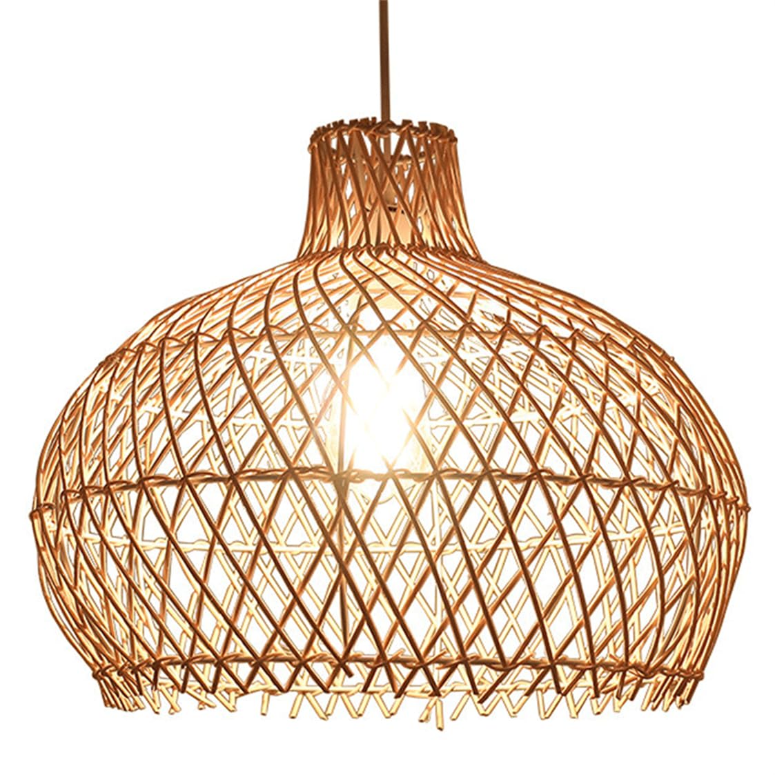 CSSYKV Coastal Rattan Basket Lampshade Handwoven Chandelier Wicker Basket Light 40cm Hand-Woven Wicker Pendant Lights E26 Fixtures for Kitchen Island, Living Room, Bedroom, Foyer, Entryway