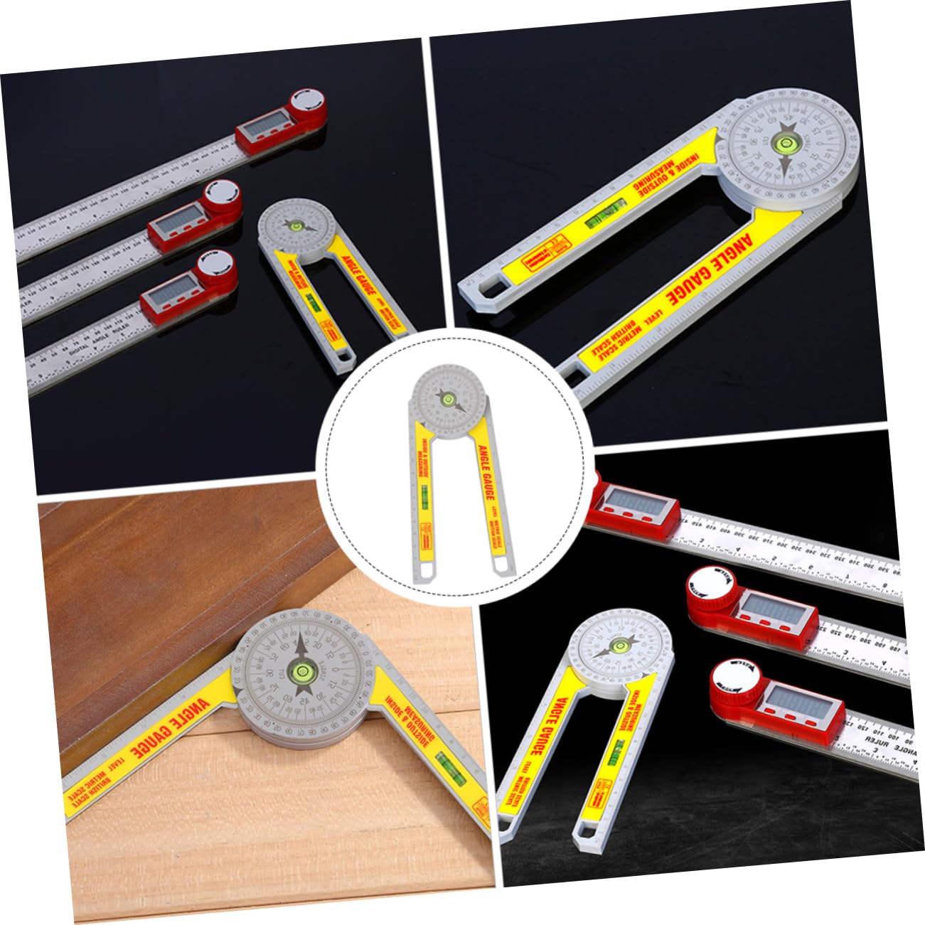 AUTSUPPL Diy Angle Ruler 360 Degree Protractor Angle Finder Workers Edge Ruler Scale for Miter Cut and Butt Joints