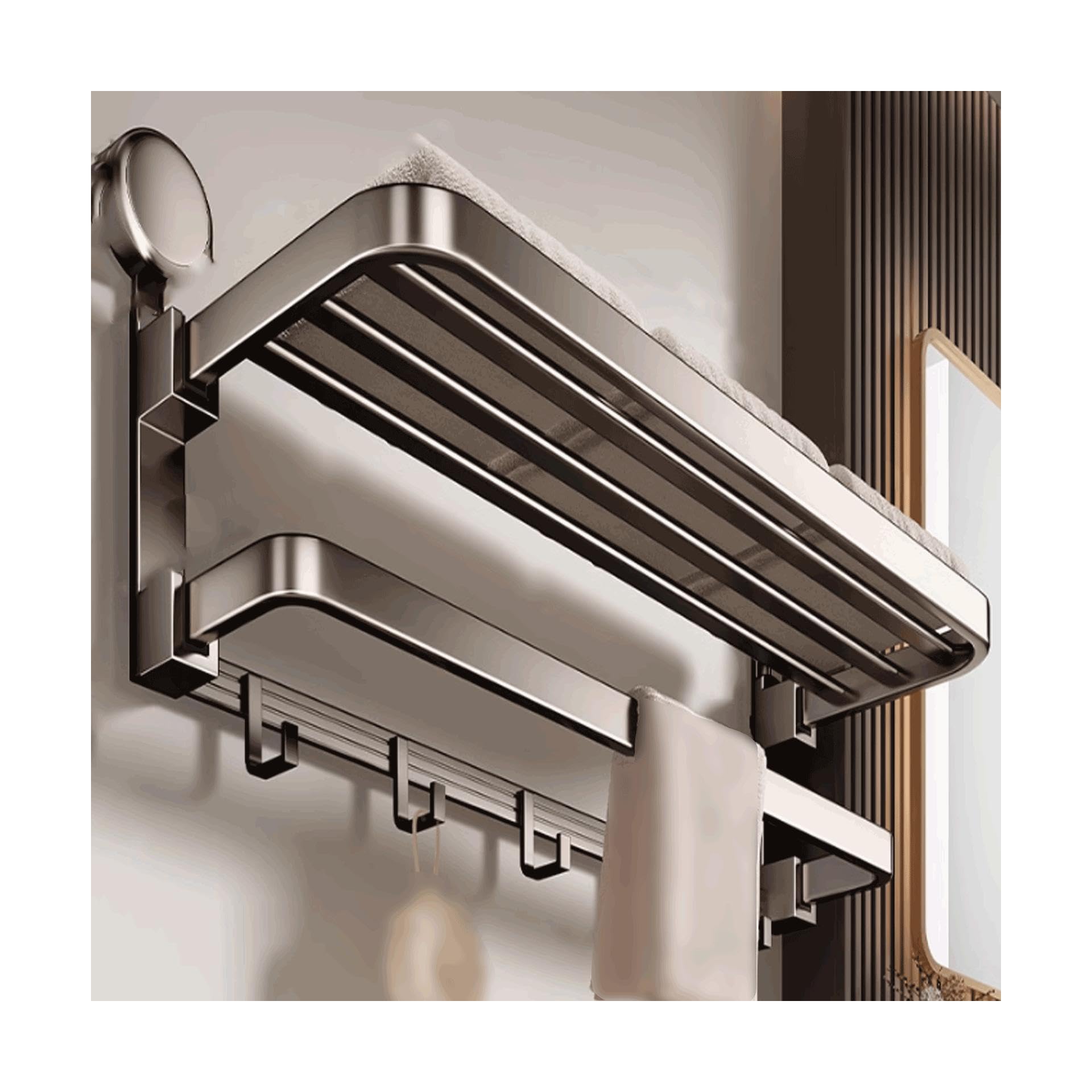 Versátil Estante de baño montado en la Pared, Estante de baño con Ventosa, Estante de baño de Aluminio, Estante de baño Plegable Multifuncional Sólido