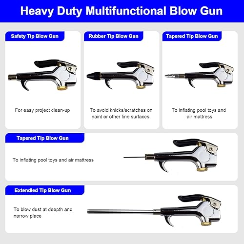 Miniatura 4 de YOTOO Kit de accesorios para compresor de aire, kit de herramientas de aire NPT de 1/4 pulgadas de alta resistencia con medidor de inflado de