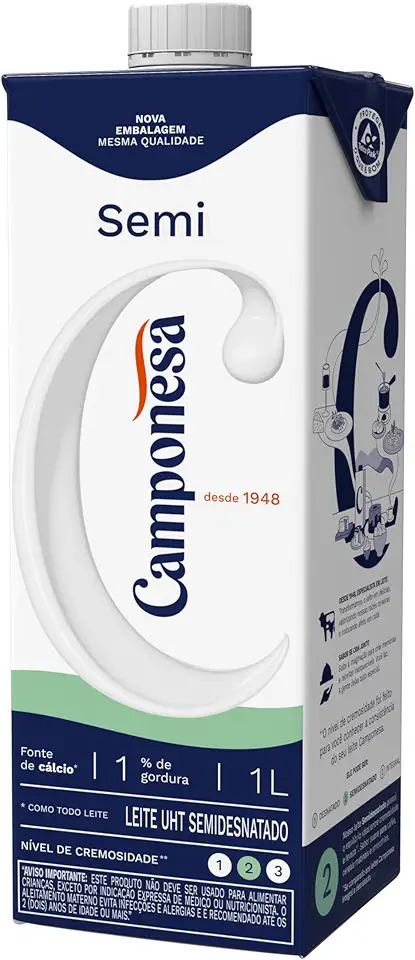 Camponesa Leite UHT Semidesnatado 1L