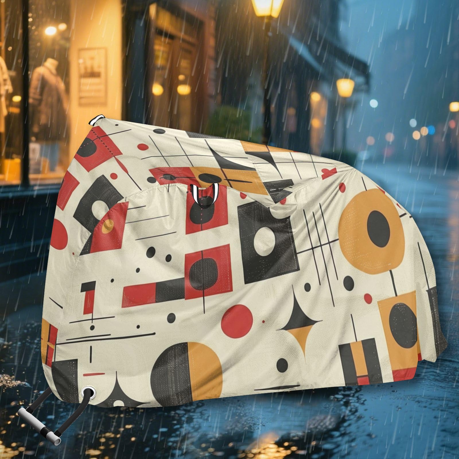 Housse de vélo géométrique imperméable avec trous de verrouillage pour intérieur et extérieur - Convient à la plupart des cobertor para bicicletas para lluvia y sol