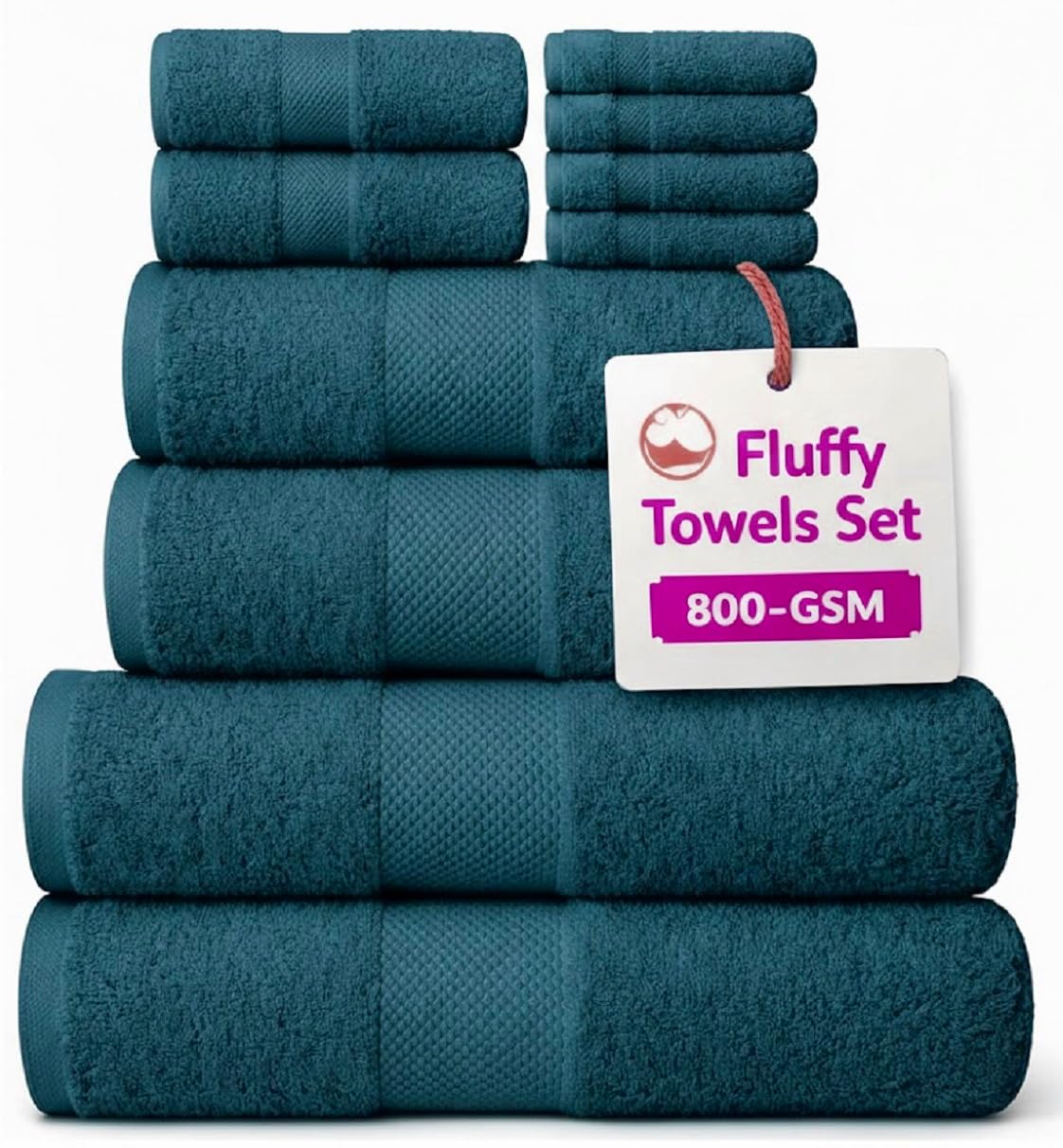 EDB Premium Super Jumbo Extra Large Bath Sheet 100% Egyptian Cotton 800-GSM Soft Towels Highly Absorbent Face Cloth, Hand Towel, Bath Towel Hotel, Gym Quality (4X Face Cloth, Blue Lagoon)