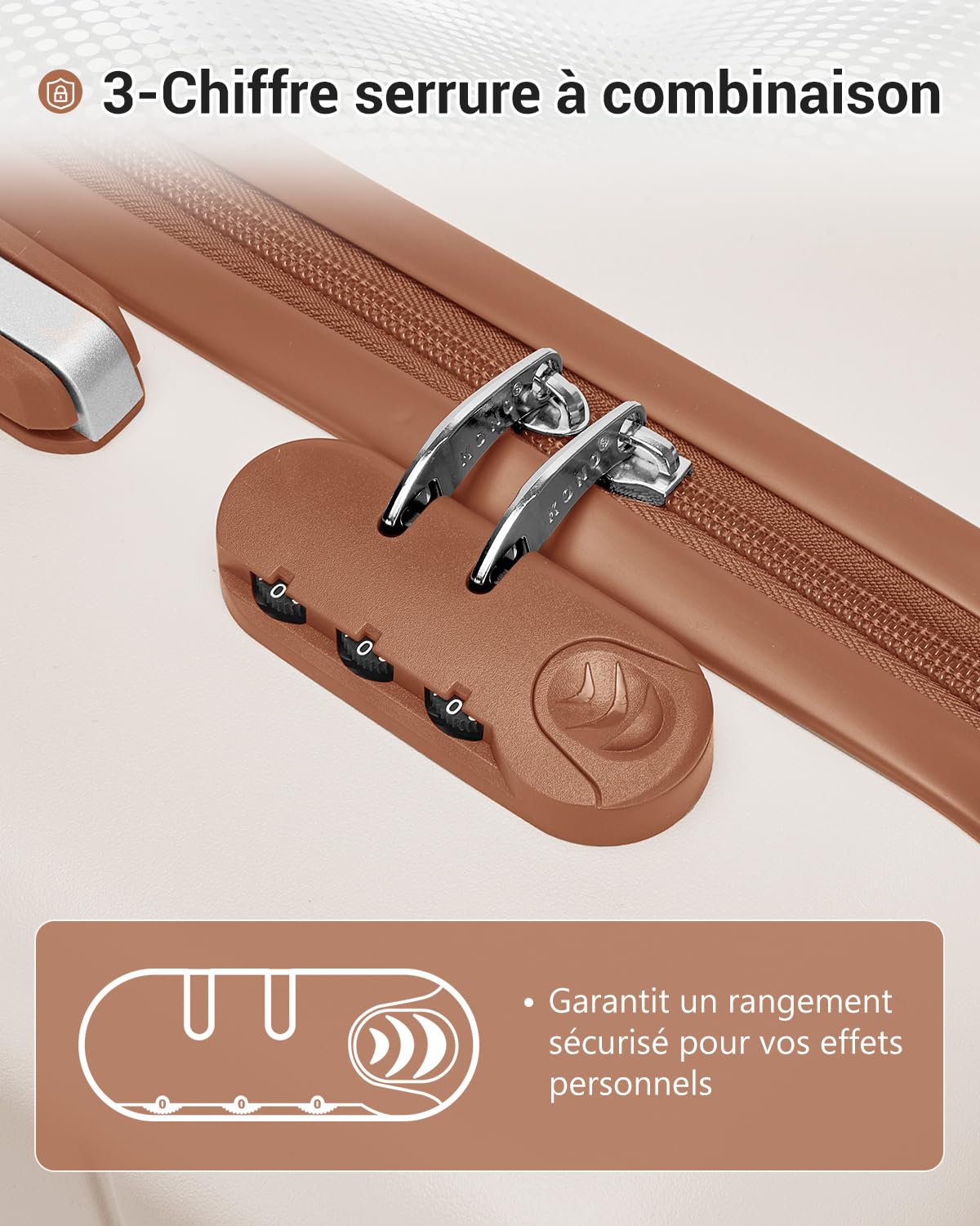 Kono Valise Grande Taille Soute 76.5cm, 94L, Valise Rigide ABS+PC Léger Durable Roulette Valise avec Serrure Extérieure de Sécurité, Roues Silencieuses 360°, Crème