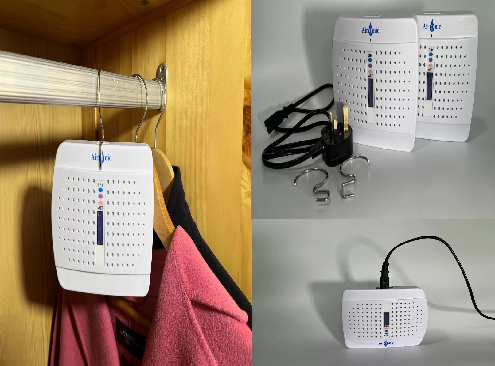 Aironic ® Rechargeable Mini Dehumidifier * Twin Pack * for Absorbing ...