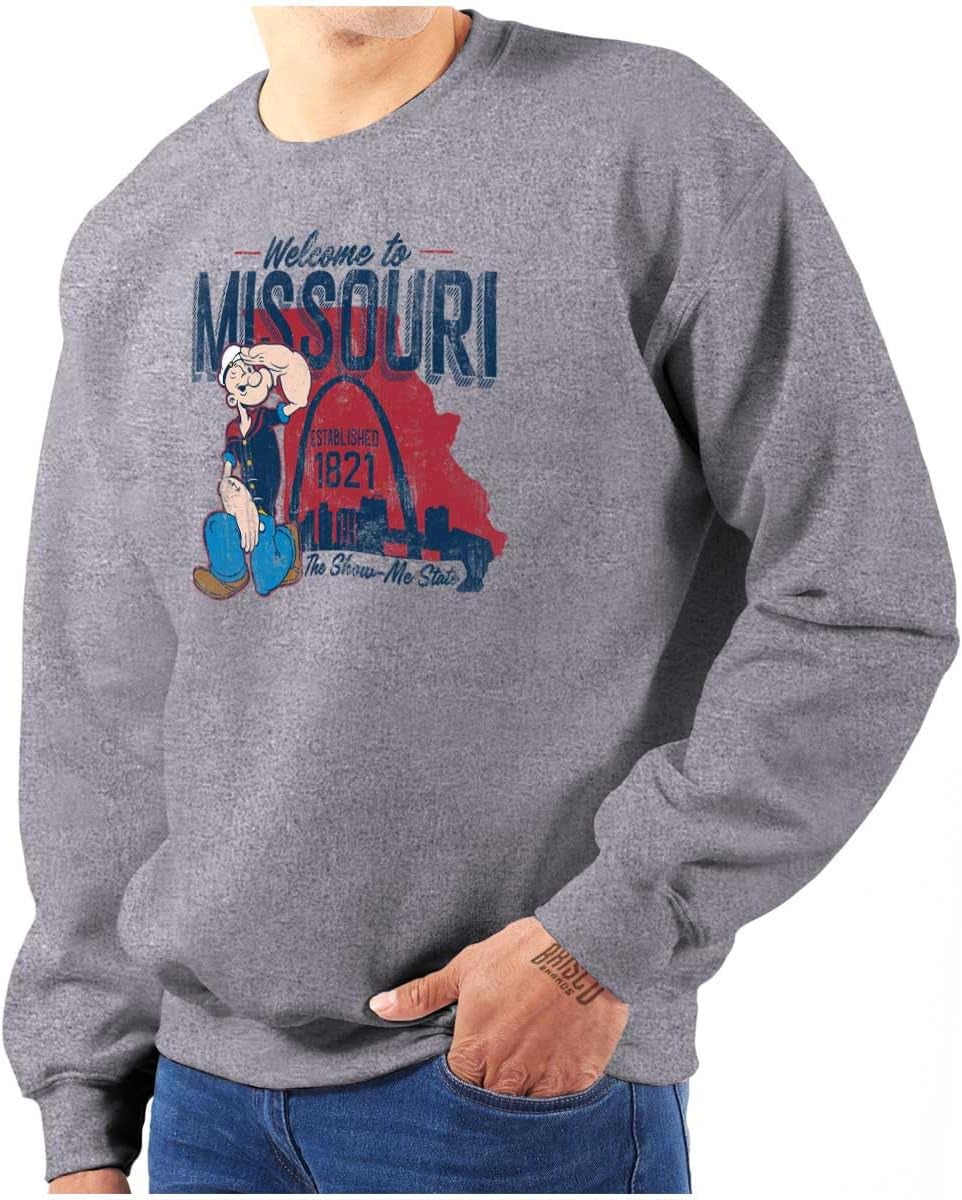 Brisco Brands Popeye Cartoon American States Sweatshirt for Men or Women