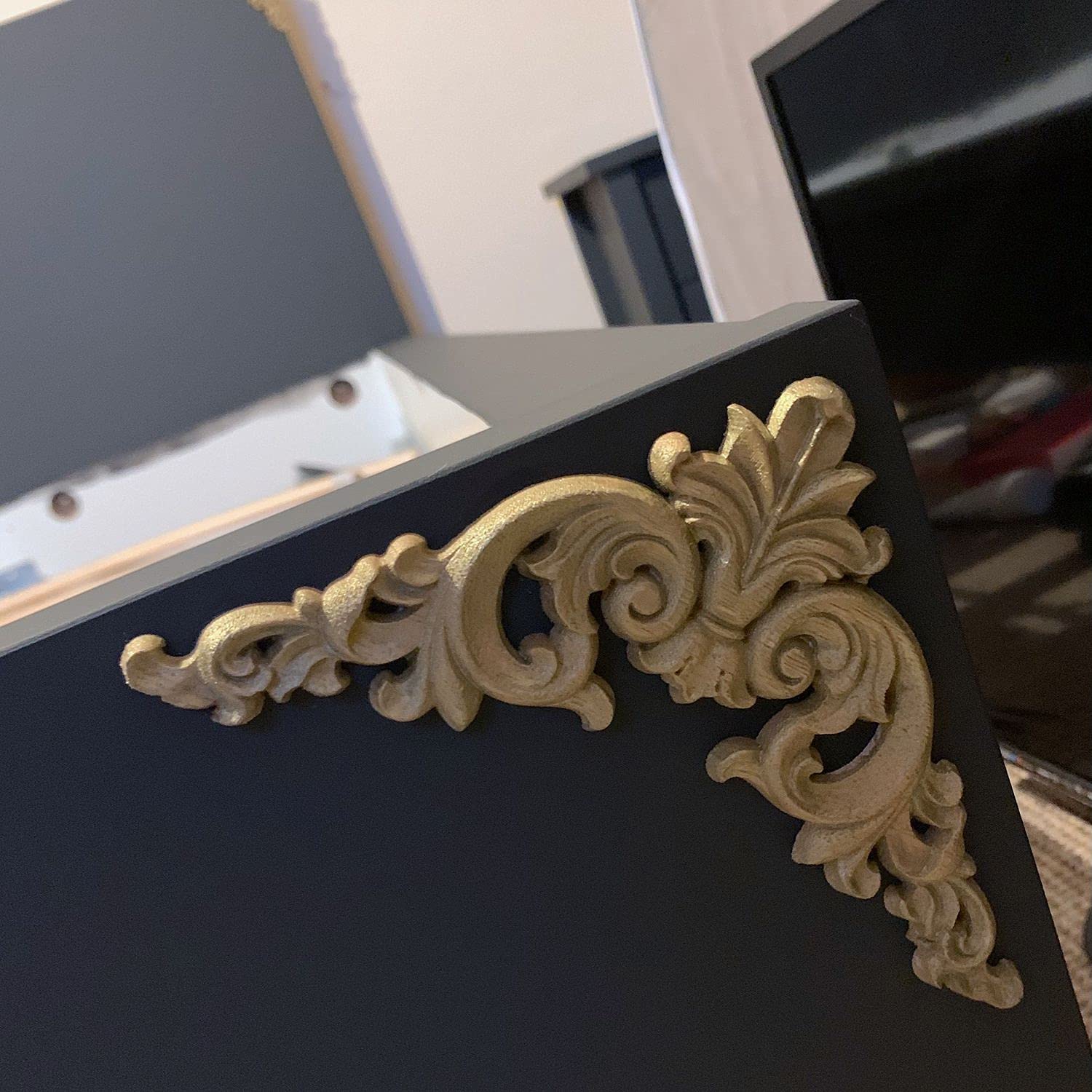 Pojedehy 4Pcs Wood Carved Mouldings Corner Onlay Applique European Decor 20X20cm - Image 3