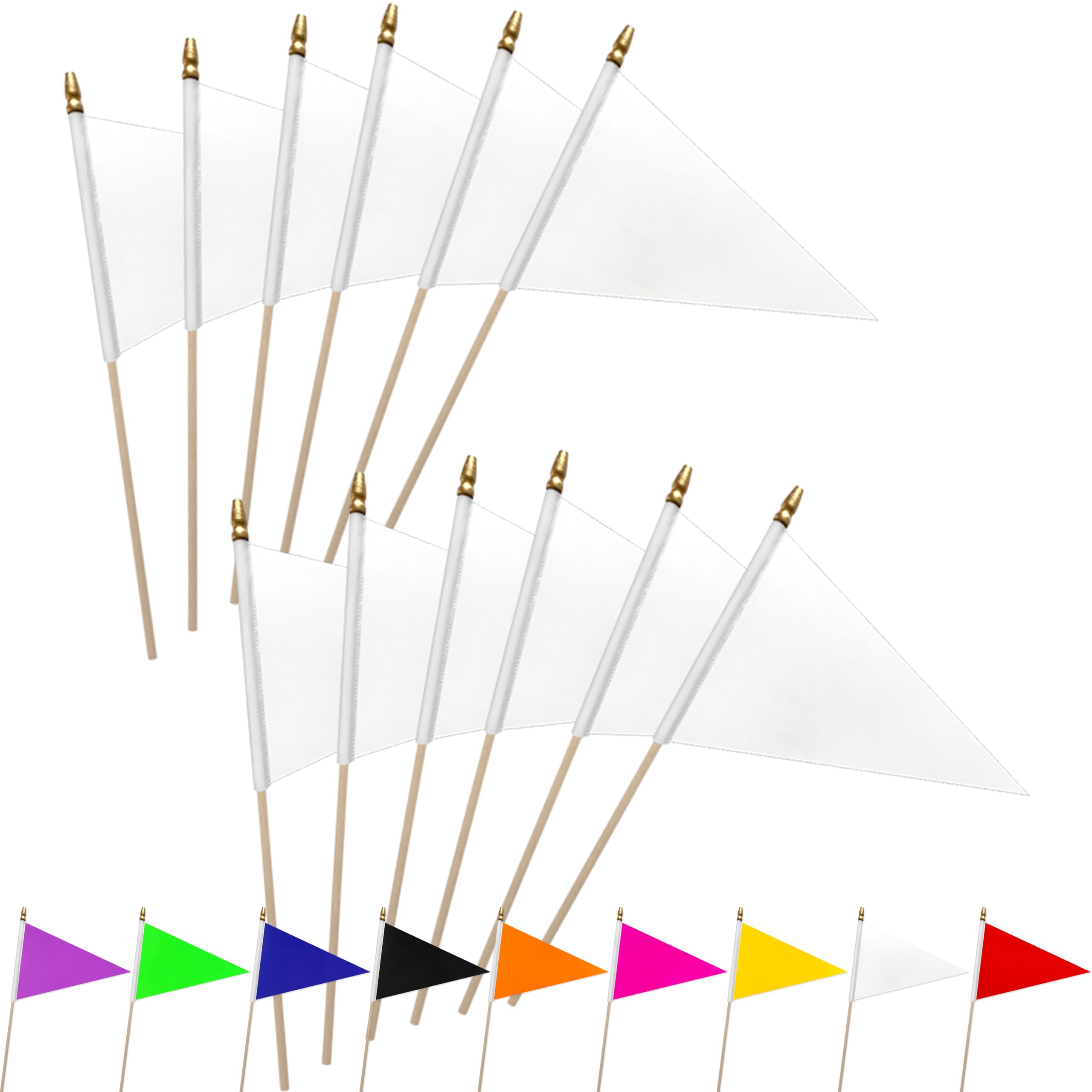 WEITBF Lot De 20 Drapeaux Vierges à Sublimation De Couleur Unie - Petits Drapeaux à Main Unis - Blanc, Rouge, Bleu, Jaune, Vert, Orange, Noir, Violet, Rose - À Faire Soi-même Sur