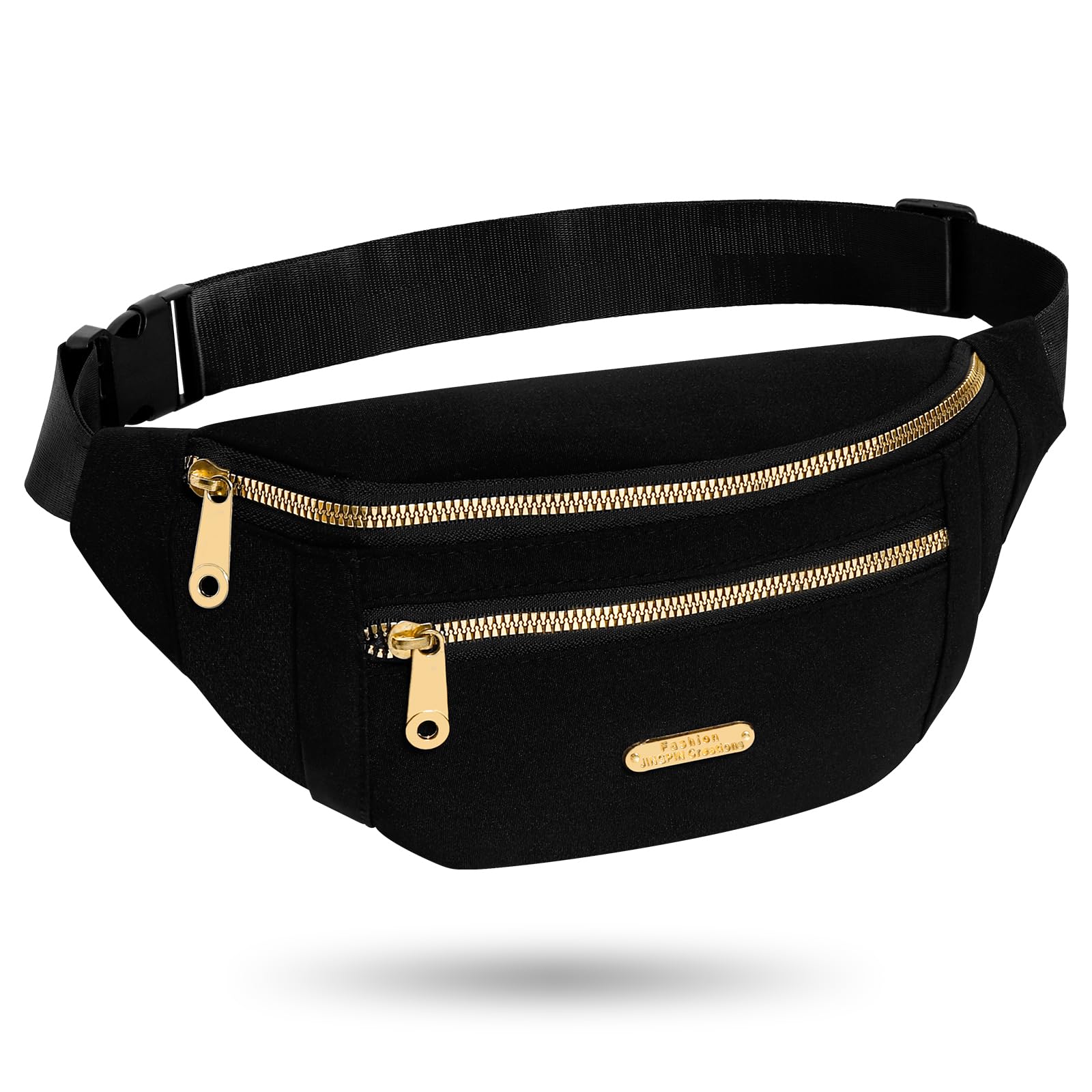Riñonera para hombre y mujer, impermeable, con varios bolsillos, correa ajustable, riñonera informal para deportes al aire libre, entrenamiento, viajes, correr, senderismo, ciclismo, color negro,