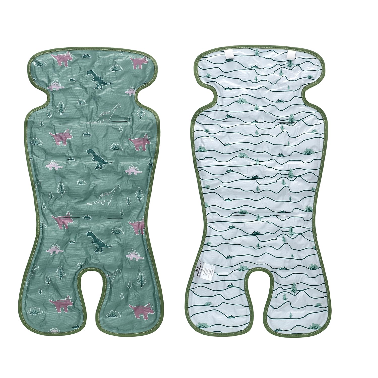 Miracle Baby Gel Car Seat Cooler Pad, Double Sides Universal Stroller Ice Cushion Cooler Mat, Summer Cooling Seat Liner Suitable for Baby Dining Chair, Child Safety Seat,One Pack (Dinosaur + Lines)