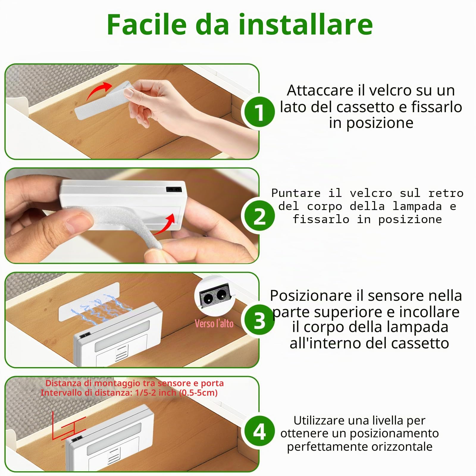 Set 6 Luce Armadio, LuceLed da Cassetto con Sensore Porta, LED Armadio Bianco Freddo, Dispensa, Cucina, Cassaforte, Guardaroba